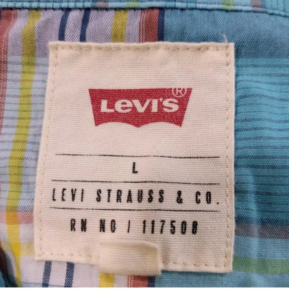 Levis Western Pearl Snap Shirt Men Large Stripes Long Sleeve Flap Pockets EUC - Picture 5 of 9